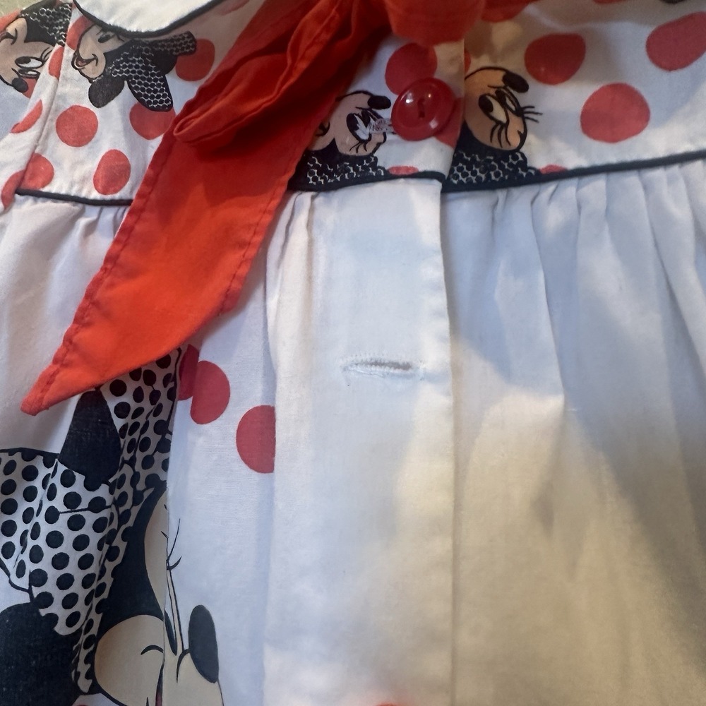 Vintage Baby Girls Toddler 18 mo Disney Wear Minnie Mouse top Peter pan collar - Picture 4 of 8